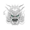 split oni mask tattoo design idea