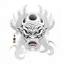 split oni mask tattoo design idea
