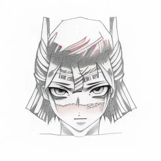 color tattoo of Himiko Toga with a pretentious face in a T-shirt and mini shorts with tattoos on her body tattoo design idea