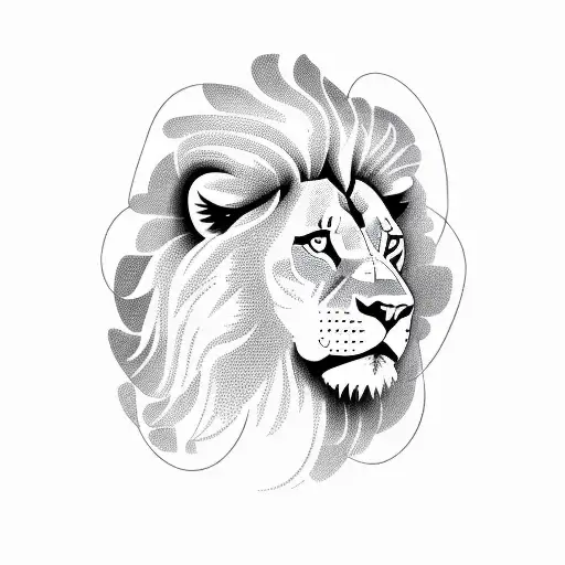A sketch-style depiction of a stock market graph with a lion's head emerging from the lines tattoo design idea