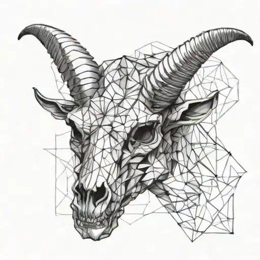 mountain goat skull tattoo design idea