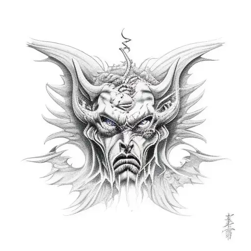 A fierce battle between angels and demons tattoo design idea