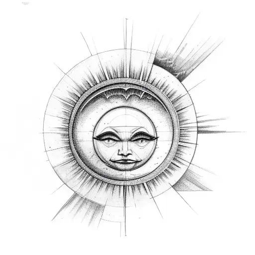 Sun and Moon tattoo design idea