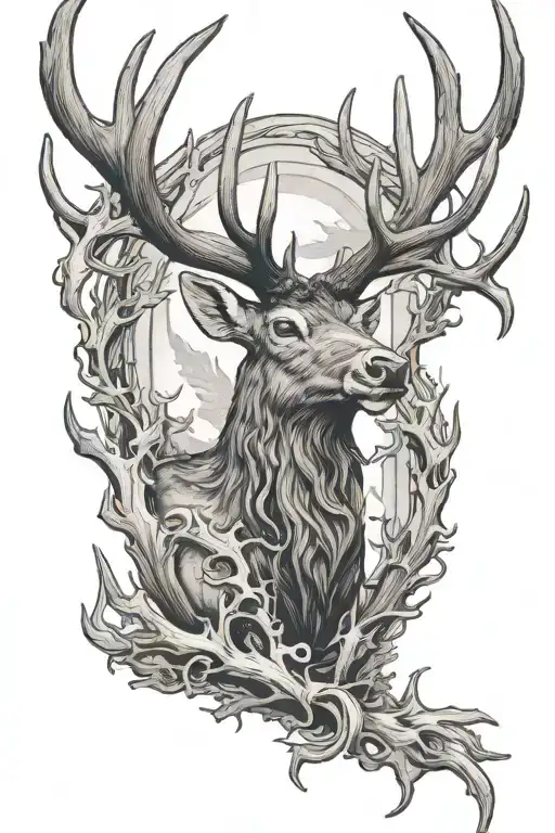 elk antlers tattoo design idea