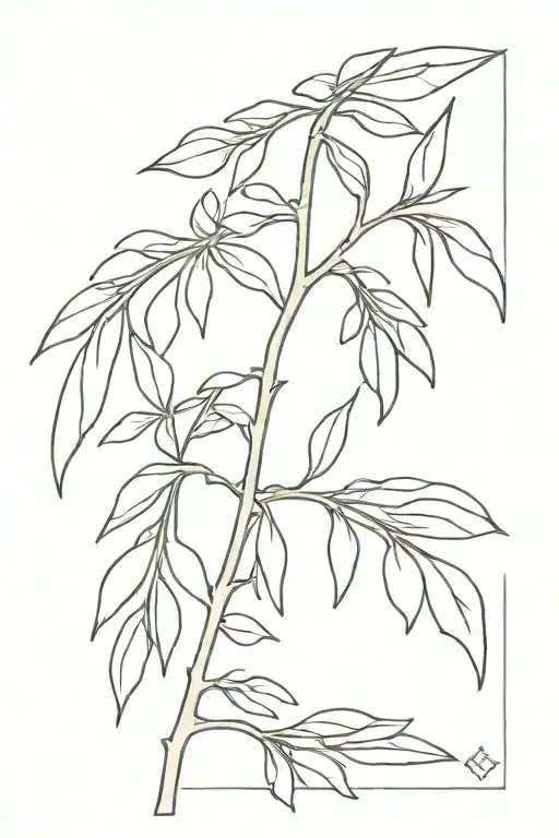 outline of new zealand kowhai plant leaf  tattoo design idea