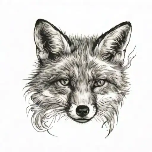 Fox head with child face tattoo design idea