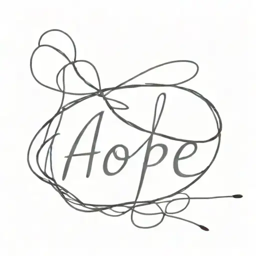 hope written red string tattoo design idea