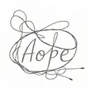 hope written red string tattoo design idea