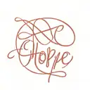 hope written red string tattoo design idea