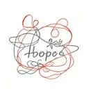 hope written red string tattoo design idea