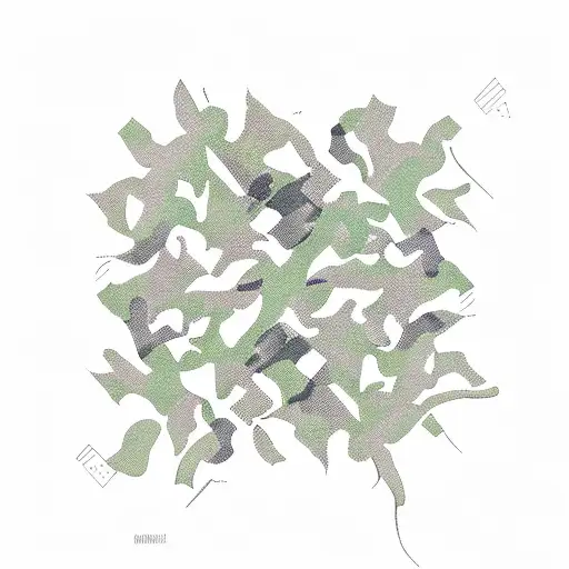 Camouflage Pattern: Choose a bold, geometric camouflage pattern with sharp angles and lines. Think of digital camouflage tattoo design idea