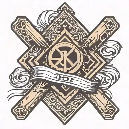 Draw a classic military formation like a hollow square (box formation) with clean, sharp lines. Focus on one corner of t tattoo design idea