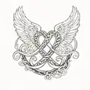 infinity symbol with 3 angel wings and the numbers 21622 tattoo design idea