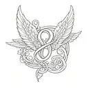 infinity symbol with 3 angel wings and the numbers 21622 tattoo design idea