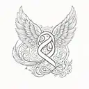 infinity symbol with 3 angel wings and the numbers 21622 tattoo design idea