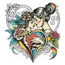 mother and son and rainbow heart   tattoo design idea