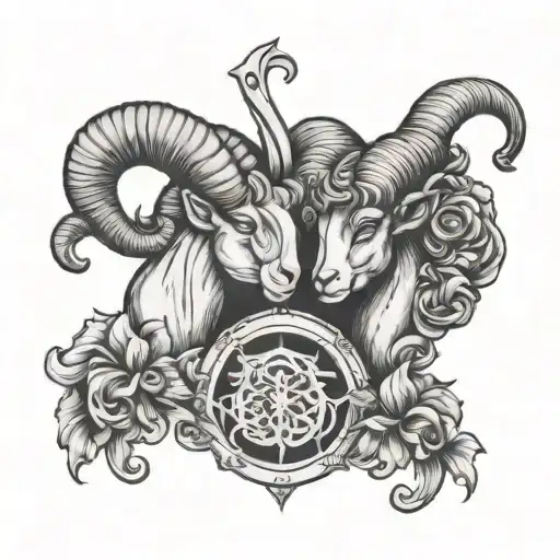 Aries and Gemini zodiac sign tattoo design idea