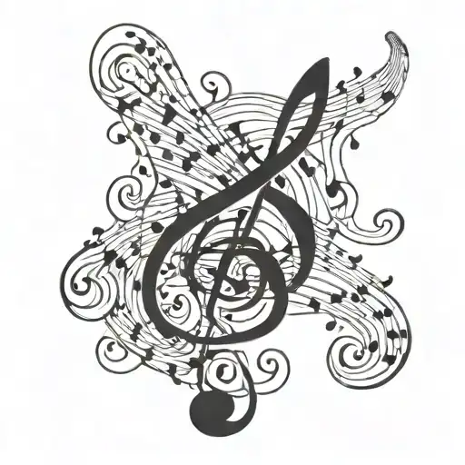 Musical notes intertwined with infinite symbols tattoo design idea