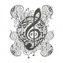 Musical notes intertwined with infinite symbols tattoo design idea