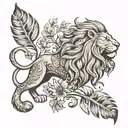 london lion and silver fern tattoo design idea