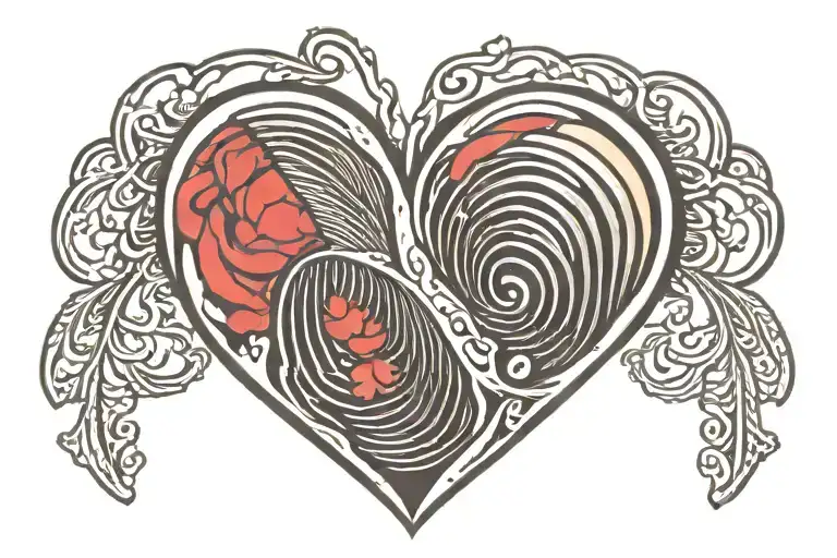 fingerprint heart tattoo design idea