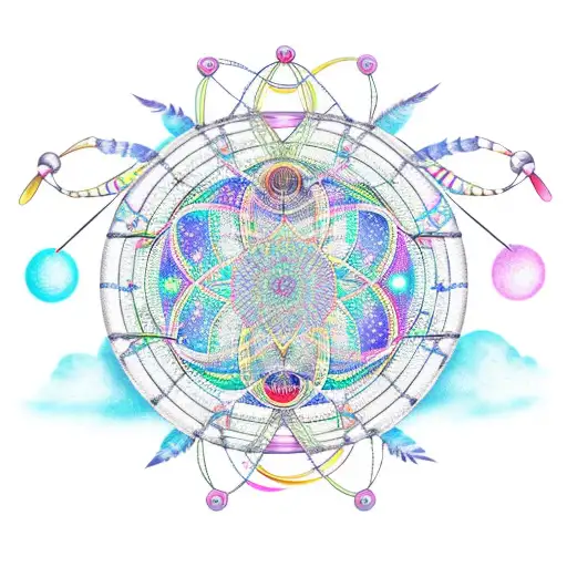 dream catcher with virgo constellation tattoo design idea