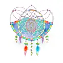 dream catcher with virgo constellation tattoo design idea