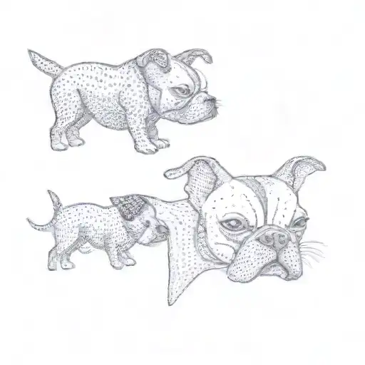 three boston terriers tattoo design idea