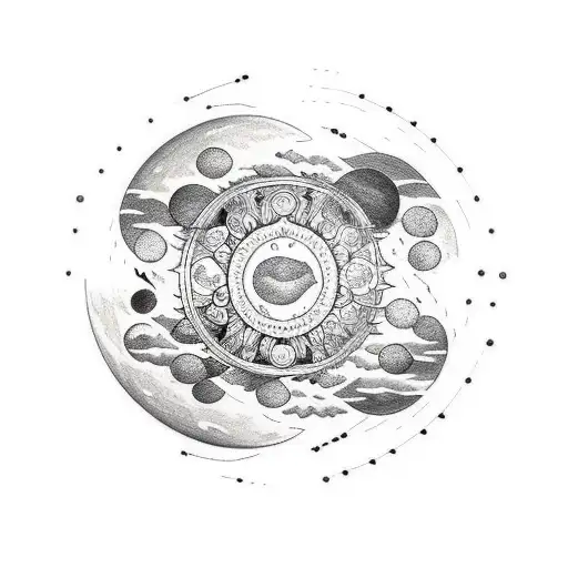 moon phases spinal tattoo with lots of delicate flowers  tattoo design idea