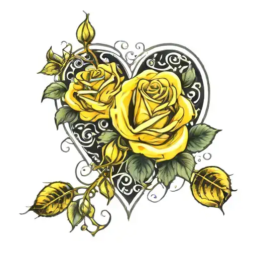 65 yellow roses heart shape   tattoo design idea
