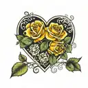 65 yellow roses heart shape   tattoo design idea