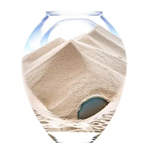 hourglass with hands putting sand in the top and the bottom part cracked spilling out sand building the earth tattoo design idea