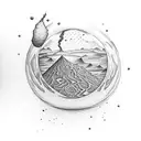 hourglass with hands putting sand in the top and the bottom part cracked spilling out sand building the earth tattoo design idea