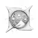 hourglass with hands putting sand in the top and the bottom part cracked spilling out sand building the earth tattoo design idea