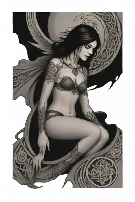 morrigan celtic goddess tattoo design idea
