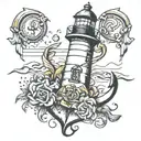 lighthouse anchor clef tattoo design idea