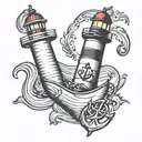 lighthouse anchor clef tattoo design idea