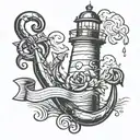 lighthouse anchor clef tattoo design idea