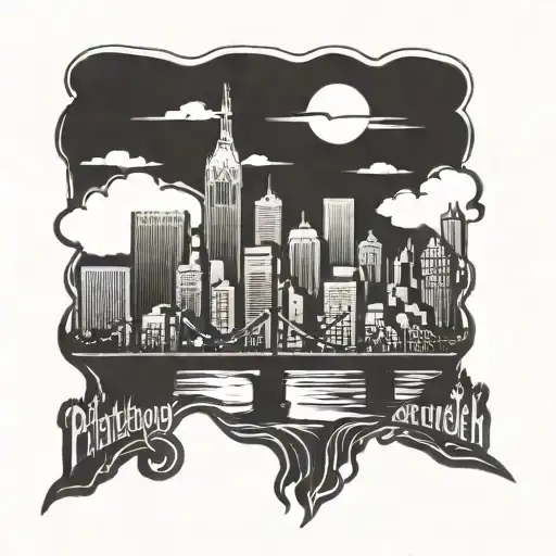 Pittsburgh city skyline silhouette tattoo design idea