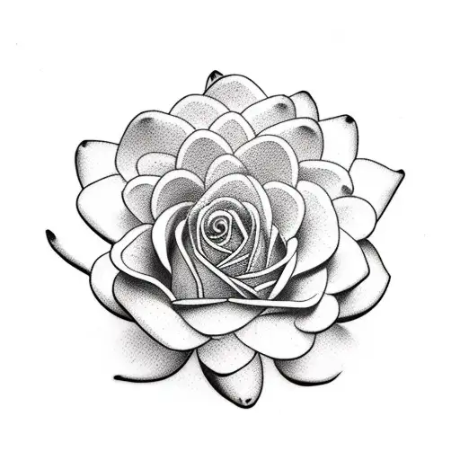 rose and daisy and water lily tattoo design idea