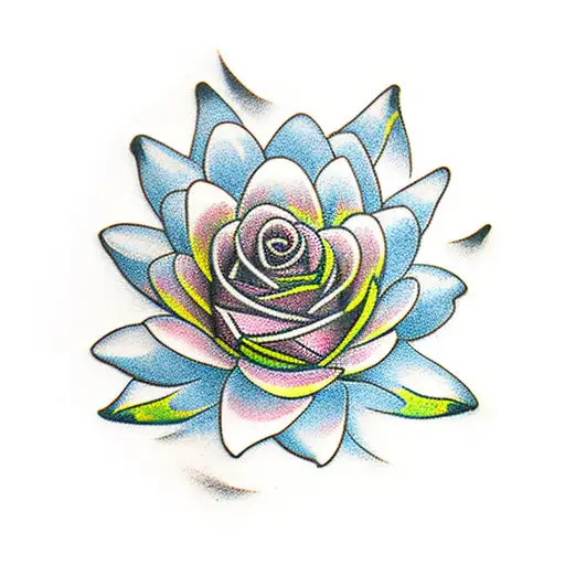 rose water lily daisy tattoo design idea
