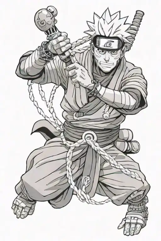 naruto shinigami  holding yasaka beads wrapping tattoo design idea