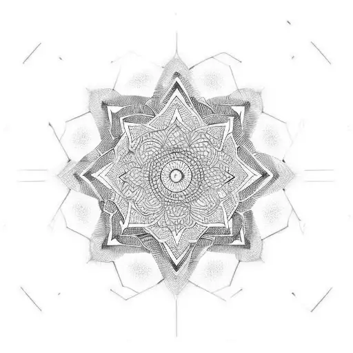 geometric mandala fade in tattoo design idea