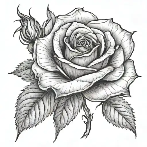 draw me a rose in pencil in the style of Albrecht Düreri, the color must be black and white tattoo design idea
