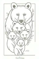 floral mother bear with 3 cubs face only tattoo design idea