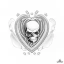 candy skulls in heart shape tattoo design idea