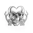 candy skulls in heart shape tattoo design idea