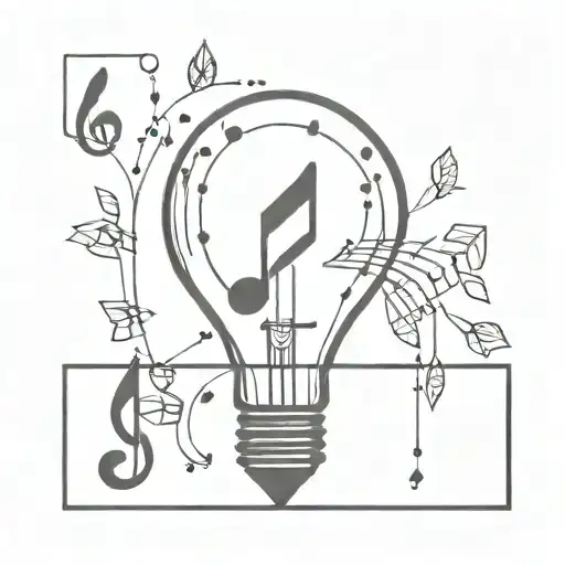 broken light bulb with diamonds and music notes coming out the top  tattoo design idea