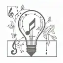 broken light bulb with diamonds and music notes coming out the top  tattoo design idea