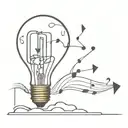 broken light bulb with diamonds and music notes coming out the top  tattoo design idea